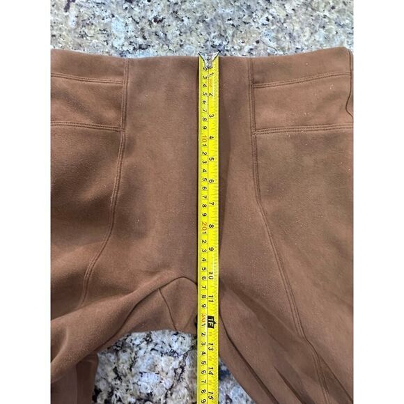Spanx Size Medium Rich Caramel Brown Faux Suede Stretch Pant Shapewear Leggings - Picture 15 of 16